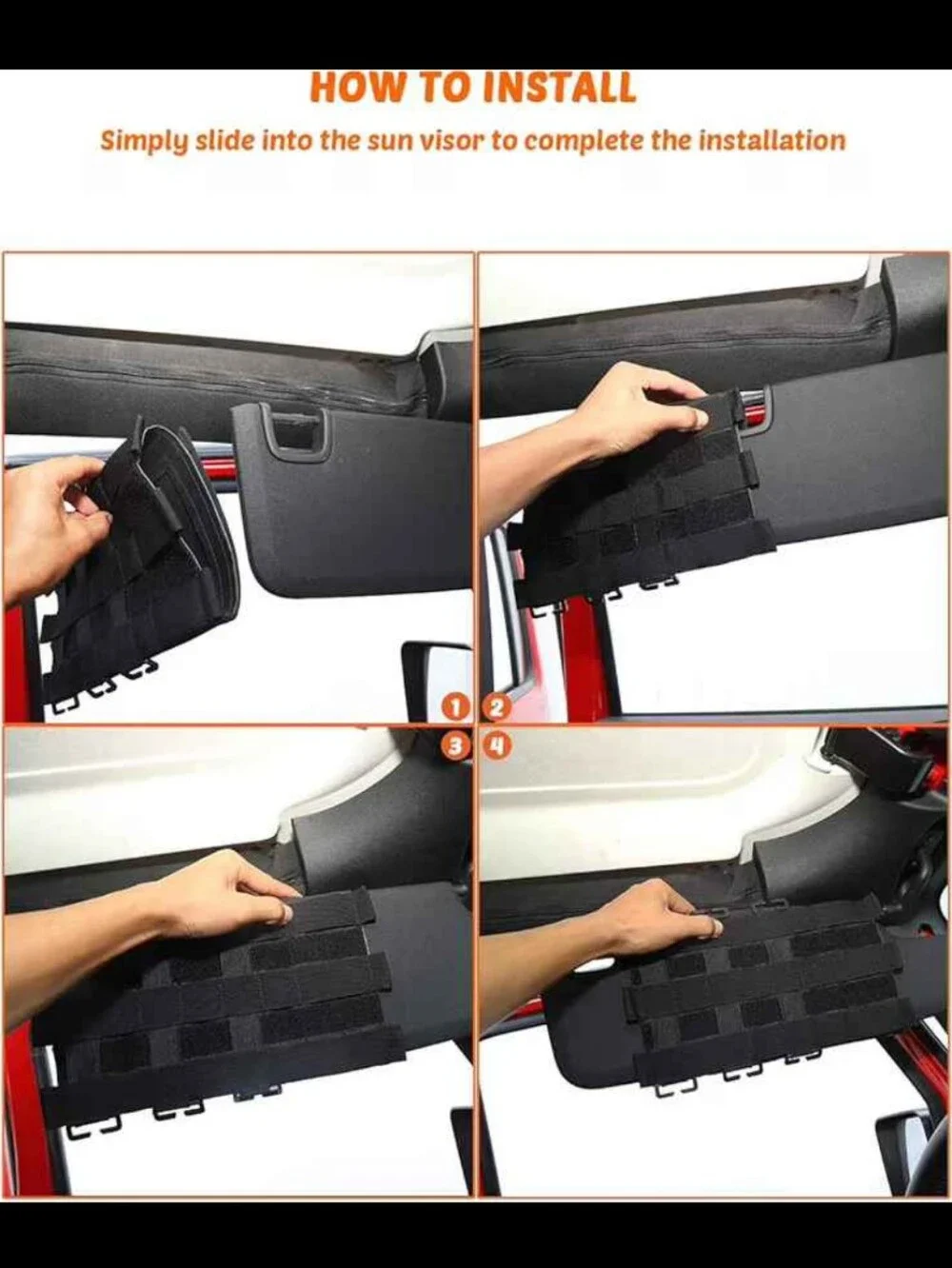 Tactical Sun Visor Organizer Front Storage Cover 2007-2023 Jeep Wrangler Car
